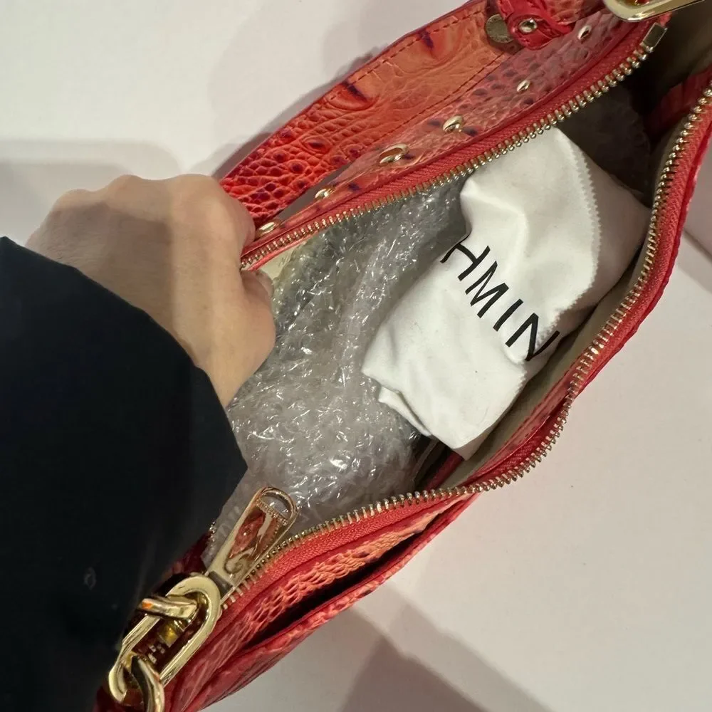 Brahmin small Becca, excellent condition Red Croc-Embossed Shoulder Bag